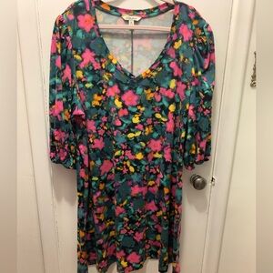 Bright floral t-shirt dress 2X